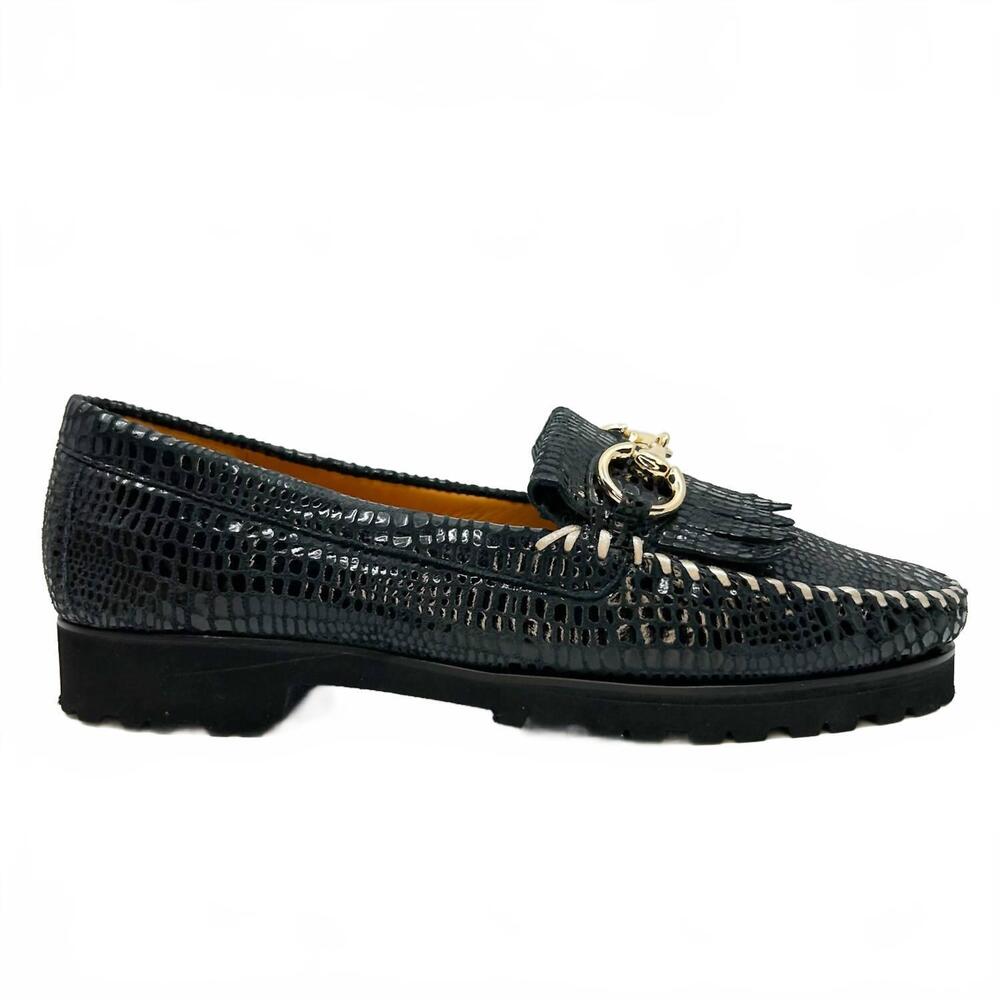 NEW ROBERT ZUR women's broadwick loafers in black croc
